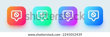 Off chat line icon in square gradient colors. Message signs vector illustration.
