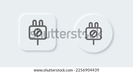 Disconnect line icon in neomorphic design style. Connection signs vector illustration.