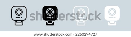 Webcam icon set in black and white. Video camera signs vector illustration.