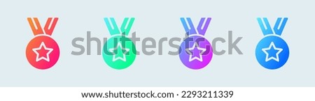 Medal solid icon in gradient colors. Award signs vector illustration.