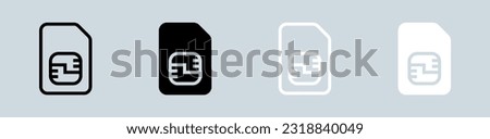 Sim card icon set in black and white. Chips signs vector illustration.