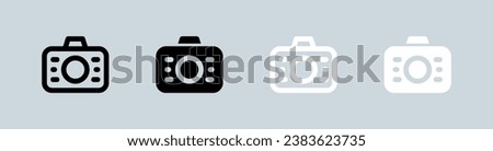 Moment icon set in black and white. Camera signs vector illustration.