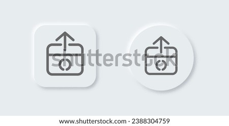 Output line icon in neomorphic design style. Quit signs vector illustration.