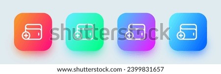 Add wallet line icon in square gradient colors. Payment signs vector illustration.