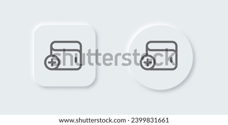 Add wallet line icon in neomorphic design style. Payment signs vector illustration.