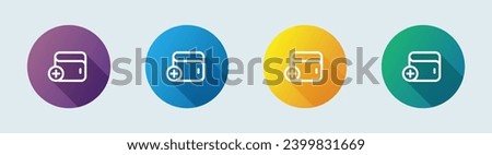 Add wallet line icon in flat design style. Payment signs vector illustration.