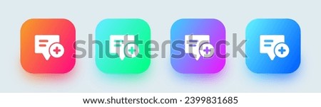 Create message solid icon in square gradient colors. Chat signs vector illustration.