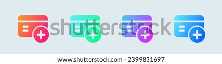 Add card solid icon in gradient colors. Payment signs vector illustration.