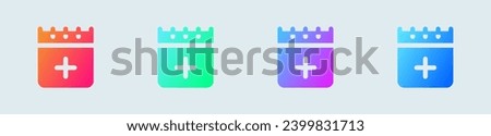 Add event solid icon in gradient colors. Schedule signs vector illustration.