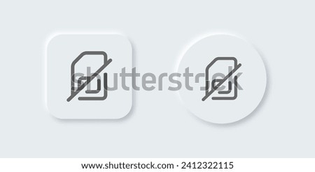 No sim line icon in neomorphic design style. Lost connection signs vector illustration.