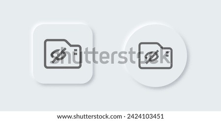 Hidden folder line icon in neomorphic design style. Private signs vector illustration.