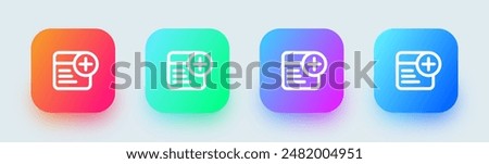 Add text line icon in square gradient colors. Articles signs vector illustration.