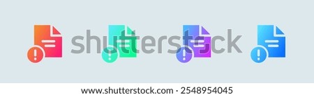 Issue solid icon in gradient colors. Problem signs vector illustration.