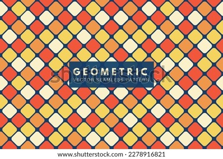 Square with round edges tiled shapes geometric vector repeating seamless pattern