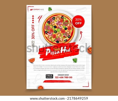 Wooden Background Pizza Flyer Vector Template. EPS 10