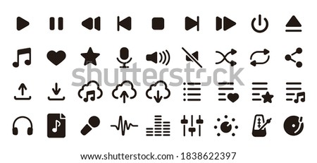 Music and Audio UI Icon Set (Flat Silhouette Version)