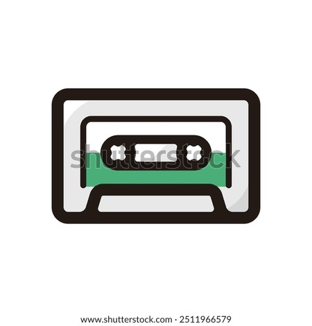 Cassette tape outline icon for graphic design, apps and websites