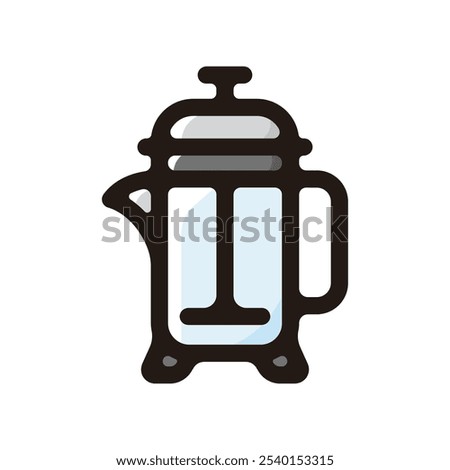 French press coffee maker outline icon for graphic design, apps and websites