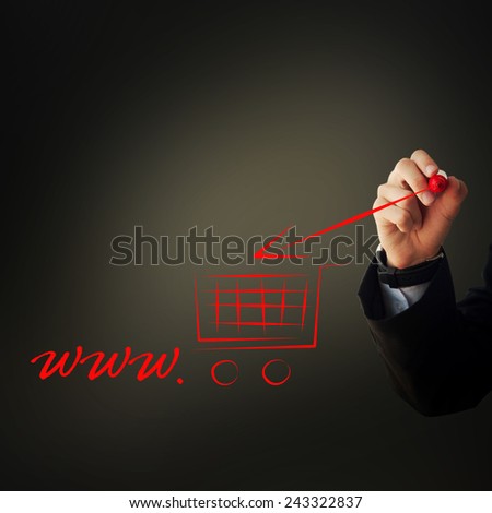 Business and advertisement concept. Close up of businessman writing \