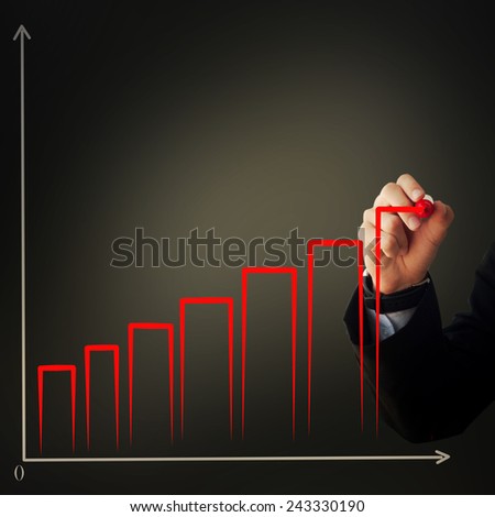 Business and advertisement concept. Close up of businessman drawing a graphic