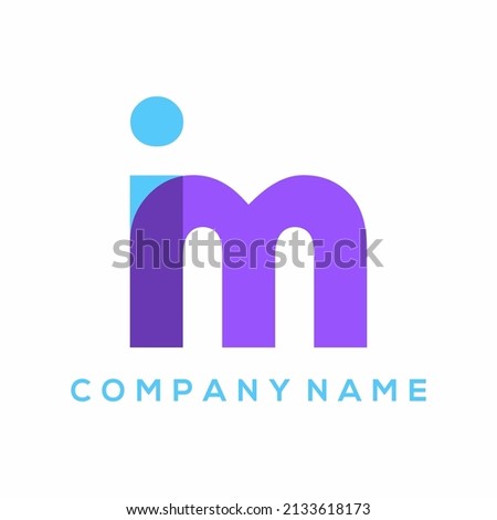 im i m blue purple modern creative gradient alphabet company logo design vector icon template Stok fotoğraf © 
