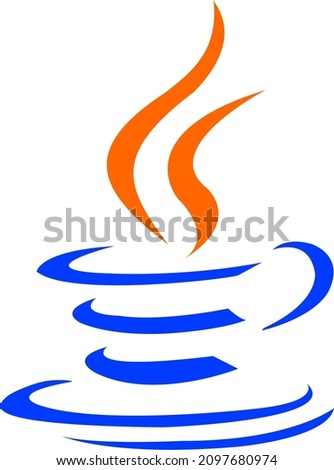 coffee cup vector art and tea cup vector java language logo made with blue and orange shapes