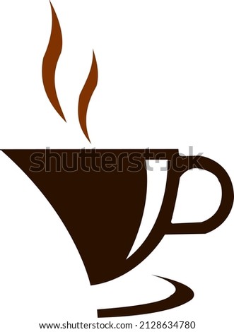 half coffee cup art with vapours coming out vector with curves