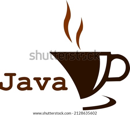 java language art with half cup with steam vector using curves