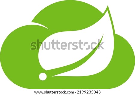 spring boot cloud vector art for logo with a leaf and cloud design in green colour made with simple lines and curves