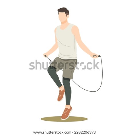 man cardio workout doing skipping rope isolated illustration