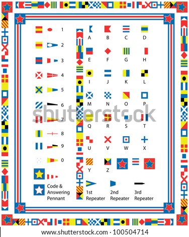 EPS8 Vector Complete Set of nautical flags and borders including drag and drop items for fills and brushes.