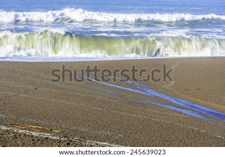 High tide at Moonstone Beach on the California California Coast, near Cambria, CA.