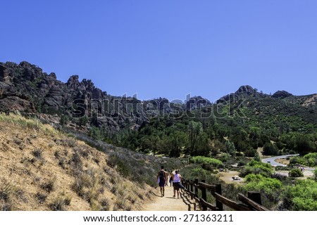 Hiking trail at the Pinnacles National Park in Monterey County, California, near the Salinas Valley, on the California Central Coast