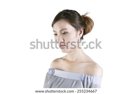 beauty concept skin aging. a beauty girl on the white background