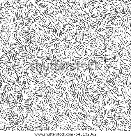 Vector seamless abstract pattern from black hand drawn chaotic round lines on a white background. Organic ornament, wallpaper, wrapping paper, Bohemian textile print