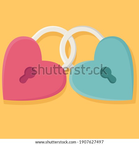 Two hearts with a keyhole. Romantic concept. Love symbol