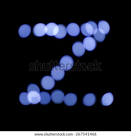 letter of Christmas lights on a dark background, the letter Z, \