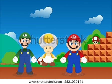 Super Mario with Luigi and Mushroom