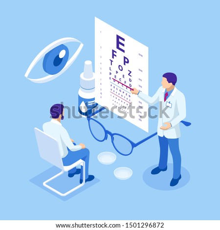 Isometric Medical Ophthalmologist Eyesight Check-Up concept. Medical Ophthalmologist Eyesight Check-Up concept.