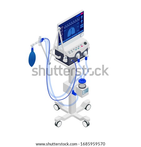 Isometric Ventilator Medical Machine designed to provide mechanical ventilation by moving breathable air into and out of the lungs and for anesthesia of the patient