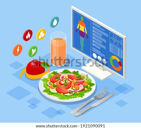 Isometric Diet programs, Diet Plan Concept. Nutrition diet, weight-management diet, individual dietary service concept. Healthy eating for weight control.