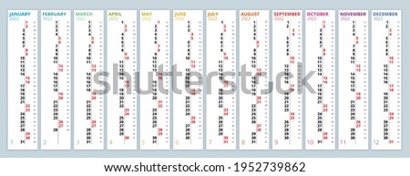 Calendar Planner for 2022. Calendar template for 2022. Stationery Design Print Template with Place for Photo, Your Logo and Text. Corporate and business vertical calendar.