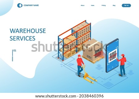 Isometric Logistics and Warehouse. Modern Warehouse Storage. Logistic Delivery Service Concept