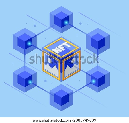 Isometric NFT Non-fungible token is a unique and non-interchangeable unit of data stored on a digital ledger blockchain. Digital art NFTs, generative art