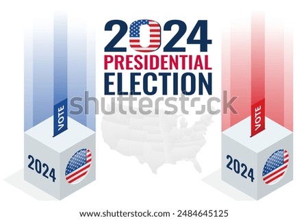 2024 United States of America Presidential Election banner. 2024 United States of America Presidential Election banner. Voting on 2024 presidential Election. Republicans, democrats