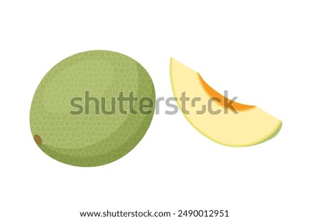 Isometric Cavaillon Melon, Cucumis melon, Fruit. It is a healthy and nutritious food. Ripe fruit