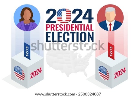 2024 United States of America Presidential Election banner. 2024 United States of America Presidential Election banner. Voting on 2024 presidential Election. Republicans, democrats