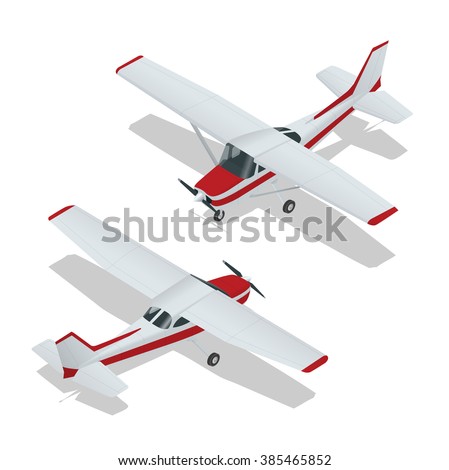 Small Airplane passenger plane. Flat 3d isometric high quality transport. Vehicles designed to carry of passengers.   