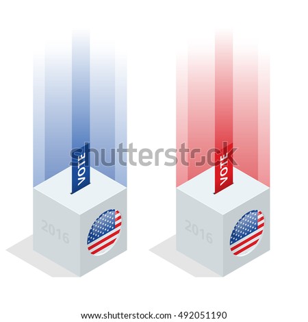 Us Election infographic. Ballot Box. Flat 3d isometric illustration. For infographics and design 