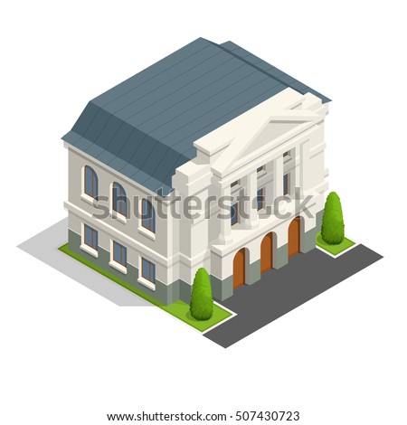 Vector mayoralty isometric building architecture public government buildings. 